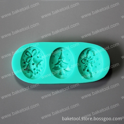 Christmas theme silicone fondant mold for cake decoration